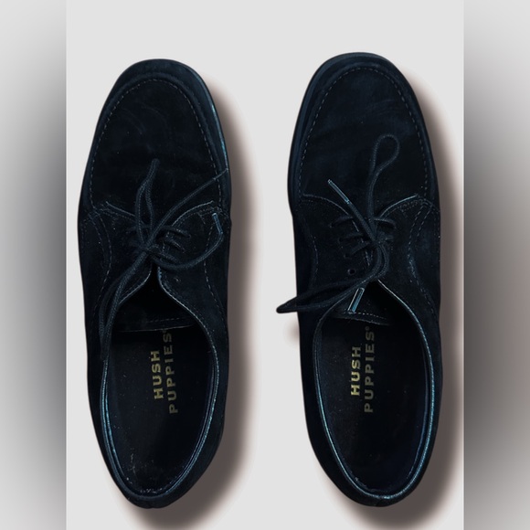 Hush Puppies Shoes Womens 8.5 Oxford Black Lace Up Loafer Suede Brogue Cushioned - Picture 2 of 9